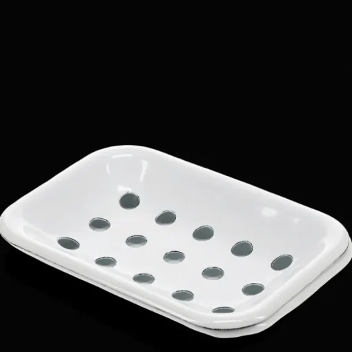 Two-part enamel soap dish - White