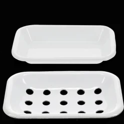 Two-part enamel soap dish - White
