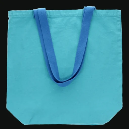 Two-tone cotton tote bag - Aqua blue