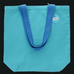 Two-tone cotton tote bag - Aqua blue