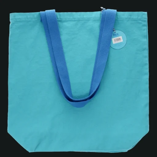 Two-tone cotton tote bag - Aqua blue