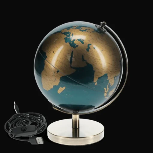 USB world globe light (14.2cm) - Blue and gold