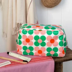 Wash bag - Pink and green Daisy