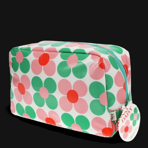 Wash bag - Pink and green Daisy