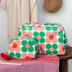 Wash bag - Pink and green Daisy