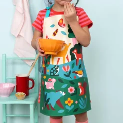 Wipeable cotton children's apron - Woodland