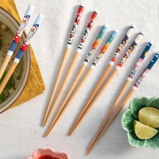 Wooden chopsticks (pack of 5 pairs) - Beckoning cats