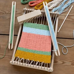 Wooden weaving loom set