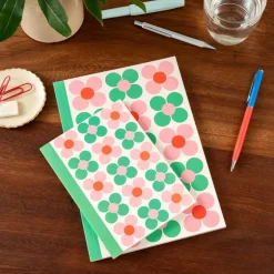 A6 notebook - Pink and green Daisy