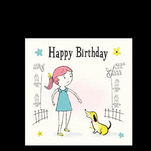 Birthday card - Girl with dog