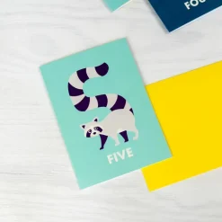 Birthday card - Racoon FIVE