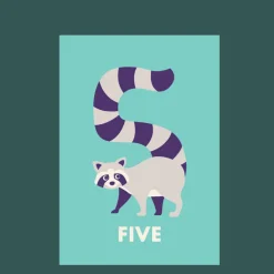 Birthday card - Racoon FIVE