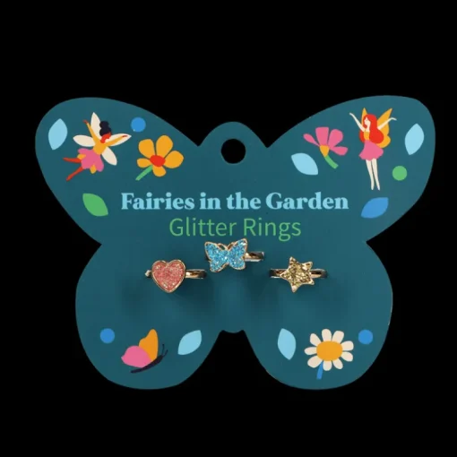 Children's glitter rings (set of 3) - Fairies in the Garden