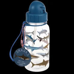Children's water bottle with straw 500ml - Sharks