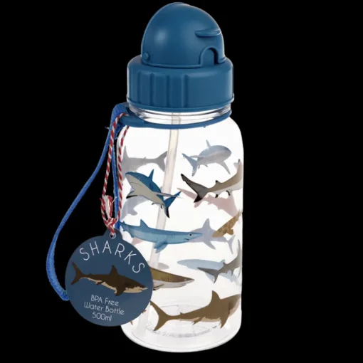 Children's water bottle with straw 500ml - Sharks