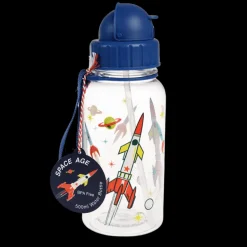 Children's water bottle with straw 500ml - Space Age clear