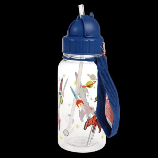 Children's water bottle with straw 500ml - Space Age clear