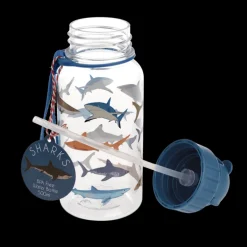 Children's water bottle with straw 500ml - Sharks