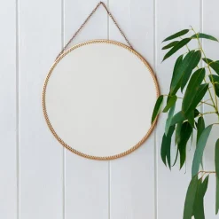 Circular hanging mirror (29cm) - Gold tone