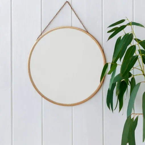 Circular hanging mirror (29cm) - Gold tone