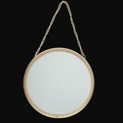 Circular hanging mirror (15.5cm) - Gold tone