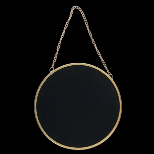 Circular hanging mirror (15.5cm) - Gold tone