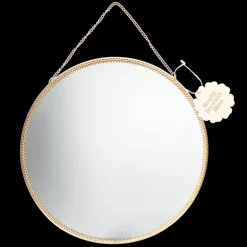 Circular hanging mirror (29cm) - Gold tone