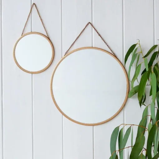 Circular hanging mirror (29cm) - Gold tone