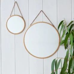 Circular hanging mirror (15.5cm) - Gold tone