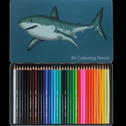36 colouring pencils in a tin - Sharks