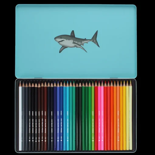 36 colouring pencils in a tin - Sharks