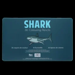36 colouring pencils in a tin - Sharks