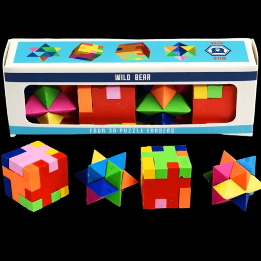3D puzzle erasers (set of 4) - Wild Bear