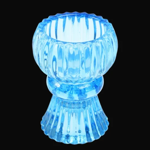 Double ended glass candle holder - Blue