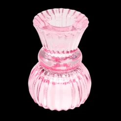 Double ended glass candle holder - Pink