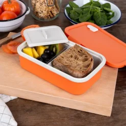Double wall lunch box with divider - Orange