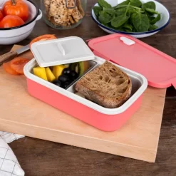 Double wall lunch box with divider - Rose pink