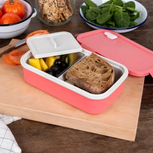 Double wall lunch box with divider - Rose pink