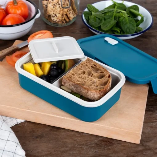 Double wall lunch box with divider - Blue