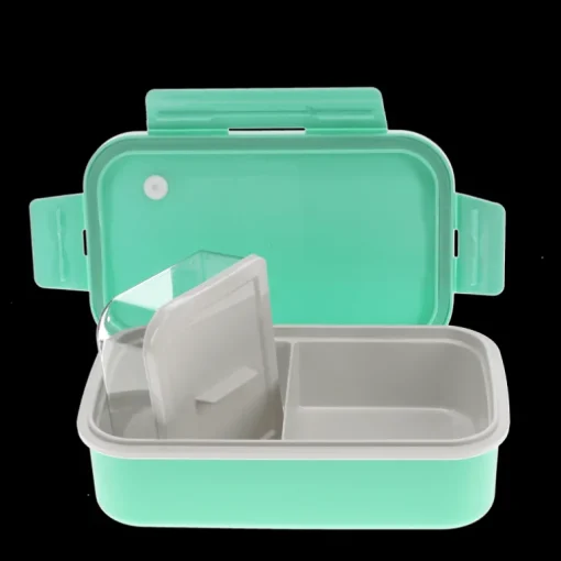 Double wall lunch box with divider - Aqua