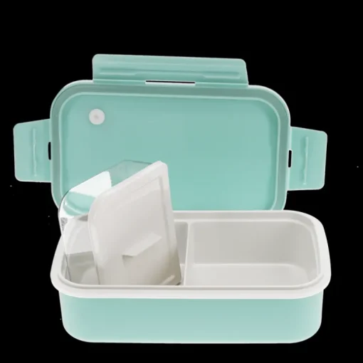 Double wall lunch box with divider - Pale blue