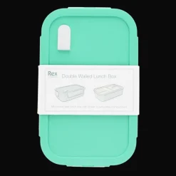 Double wall lunch box with divider - Aqua
