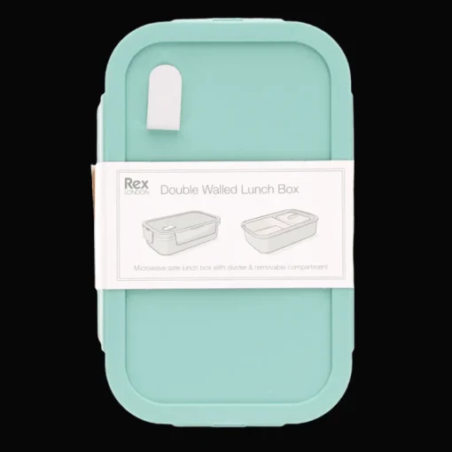 Double wall lunch box with divider - Pale blue