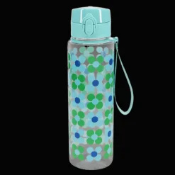Drinks bottle with push button lid 700ml - Blue and green Daisy
