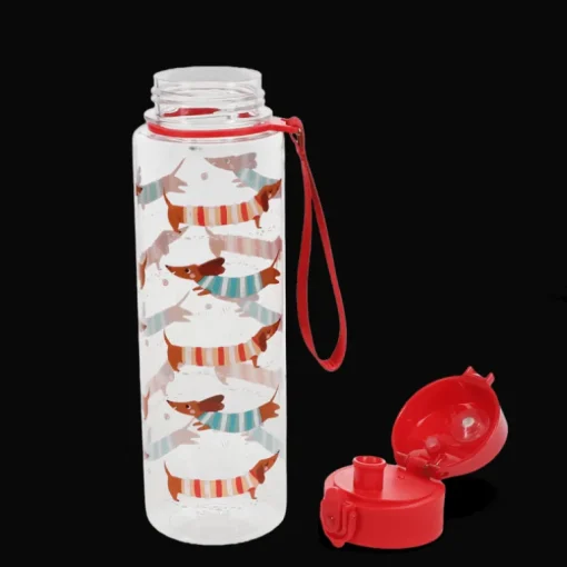 Drinks bottle with push button lid 700ml - Sausage Dog