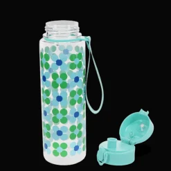 Drinks bottle with push button lid 700ml - Blue and green Daisy