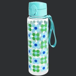 Drinks bottle with push button lid 700ml - Blue and green Daisy