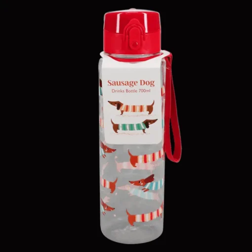 Drinks bottle with push button lid 700ml - Sausage Dog