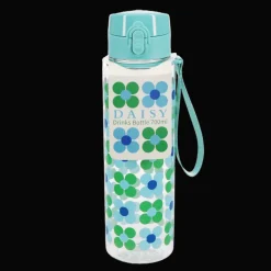 Drinks bottle with push button lid 700ml - Blue and green Daisy
