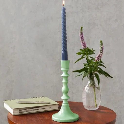 Enamel candlestick (19cm) - Green